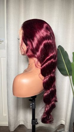 Lena burgundy human hair wig