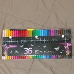 Dual tip brush pens