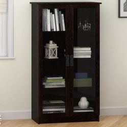 New Glass Door Multipurpose  Bookshelf/ Kitchen Cabinet  Each Shelf Holds 40lbs. 2 Adjustable Shelfves,  54x30x16
