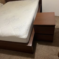 Ikea Malm Bed Frame, Mattress, And Night Stand 