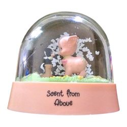 Vtg Precious Moments Scent From Above Tubby Pig Skunk Water Snowglobe 1987