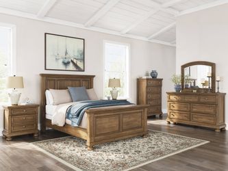 Feddinger Medium Brown Queen Panel Bed, Dresser, Mirror, Chest and 2 Nightstands (Online Special Price)