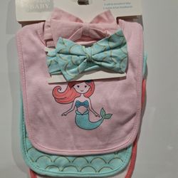 5 Piece 3 Soft & Absorbent Bibs 2 Stylish Headbands 
