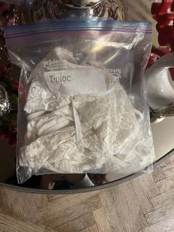 3 White Floral Lace Pennant Banner 6ft