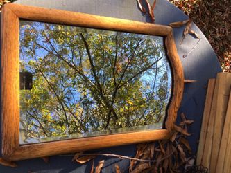 Antique oak beveled glass mirror