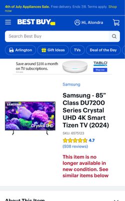 Samsung 85” TV and Soundbar