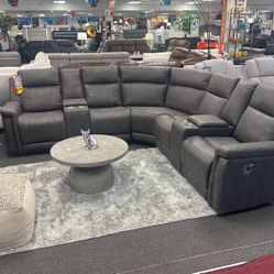 NEW ARRIVAL😱Beautiful Grey Sofa Sectional With 2x Recliners $1399