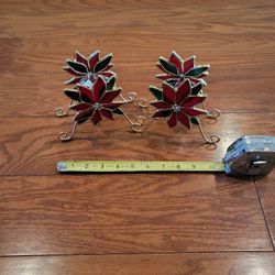 Colored Glass Poinsettia Candleholders