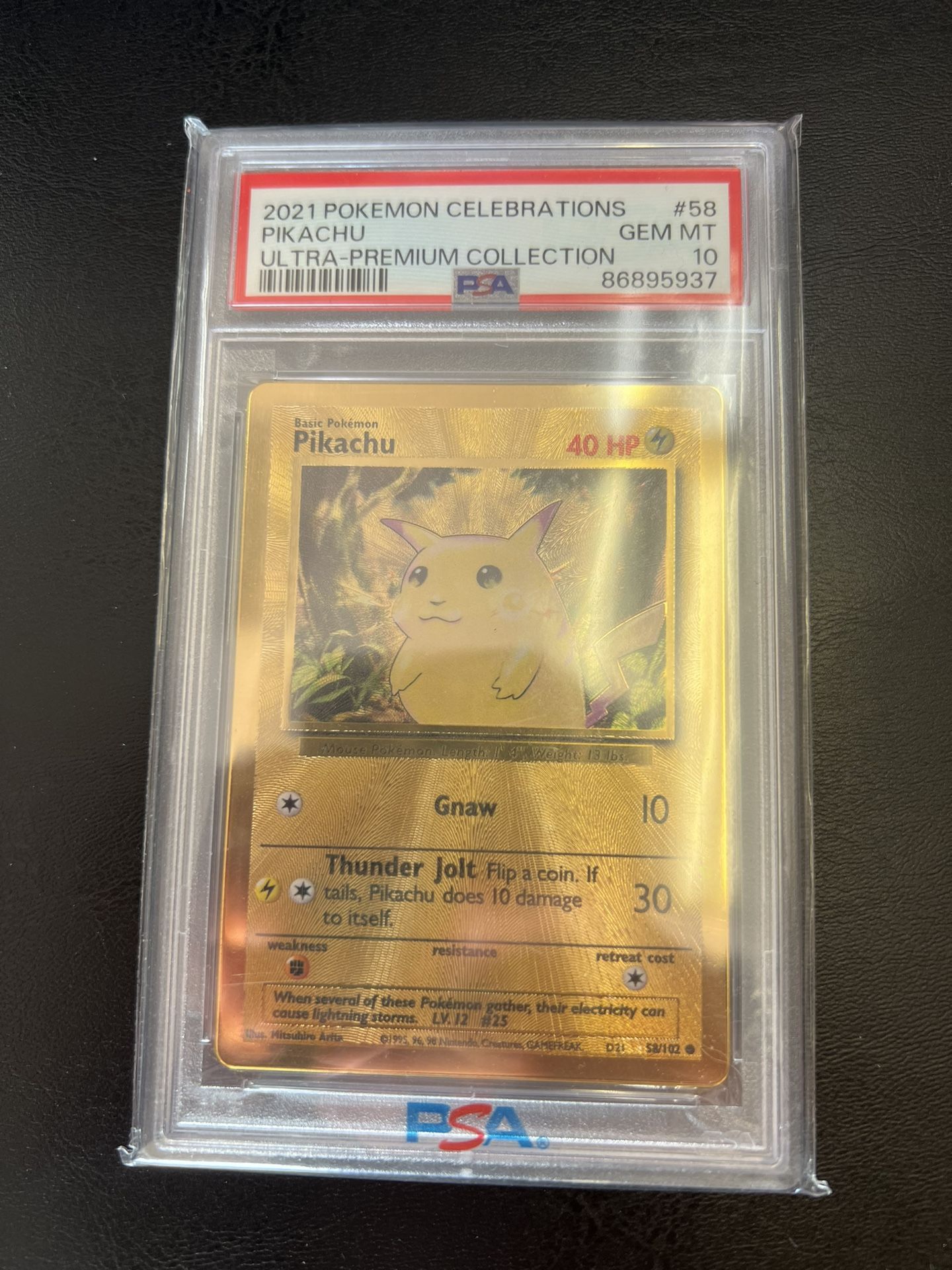 Pikachu #58 PSA 10 GEM MINT Celebrations UPC METAL GOLD POKEMON CARD