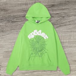 Lime Green Sp5der Hoodie With Tags