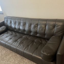 Calia Italia Gray Leather Sofa