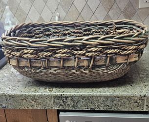 Vintage Handmade Large Oval Basket