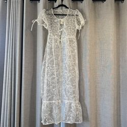 By Anthropologie Organza Duster Sheer Short Sleeve Maxi Overlay Dress Size XXS