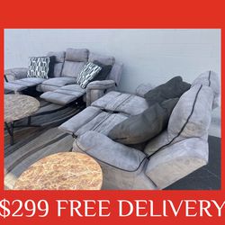 Gray Comfy Recliner Couch Set SECTIONAL couch sofa (FREE CURBSIDE DELIVERY)