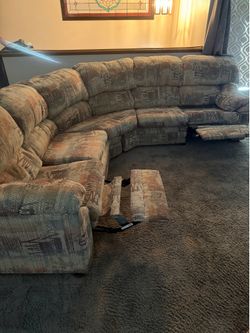 2 pc reclining sectional with chair and ottoman