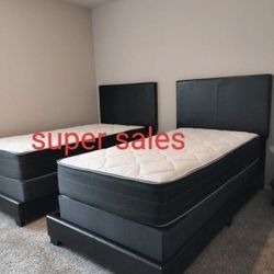 AMAZING DEAL !! 2 TWIN BED FRAMES , 2 TWIN MATTRESSES WITH BOX SPRINGS!!!