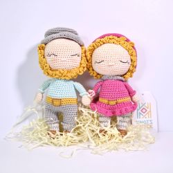 Set Of 2 Mini Crochet Gnome Dolls -Cute Handmade Gnome Couple 
