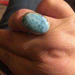 Larimar Sterling Silver Ring Size 8