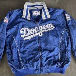 Rare Majestic Authentic Los Angeles Dodgers Dugout 9/11 Flag Jacket Mens M