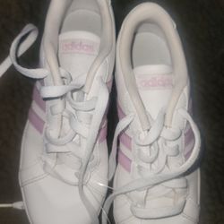 Pink And White Adidas Shoes  Girls Size 4 Plus Sweater 7/8 