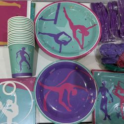 16 Guests Gymnastics Birthday Supplies 