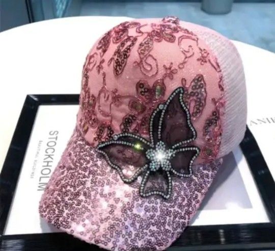 New Pink Butterfly Women's Baseball Cap Hat