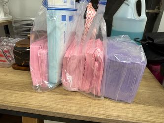 Pink & Purple Dental Bibs & Sterilization Pouches Bundle(Opa-LockaFl)