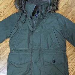 Abercrombie Fitch Green Ultra Parka Coat Down with removable! Faux Men Sz Small New! Without tags!