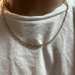 22inch 16.5 Grams 14k Yellow Gold Chain Rope, Twist Style One Of A Kind 