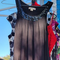 Sequin Collar Black Dress