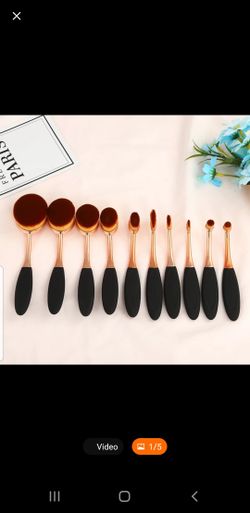 10pcs Rose Gold oval Makeup brush set