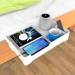 Folding Bedside Shelf for Bed College Dorm,Bunk Bed Shelf for Top Bunk,Bed Shelf Organizer with Cup Holder,Bed Accessories,Bedside Organizer for Phone