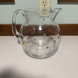 Glass Bulb Shaped "Millefiori" Pitcher and porcelain doll