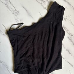 Black Asymmetrical Bodysuit