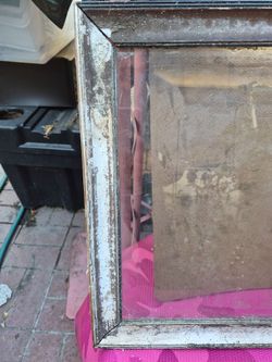 Large Vintage Wood Picture Frame with Glass