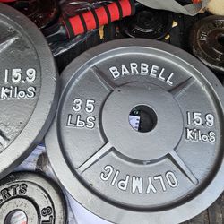 Two 35 lbs Olympic weights $65 Obo