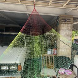 5’ red yellow green handmade throw net 