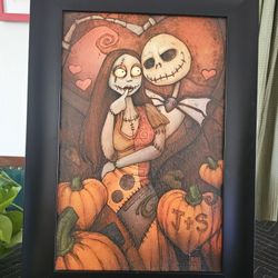 Sally and Jack Skellington Framed Picture