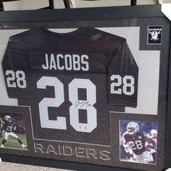 Las Vegas Raiders Autographed Josh Jacob's Jersey Frame 