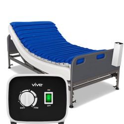 Vive 5" Alternating Pressure Mattress - Air Topper Pad for Bed Sore, Ulcer Prevention, Bedridden Treatment - Inflatable, Quiet Alternative Cover - Fit