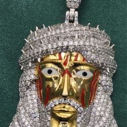 VVS D Moissanite Two-Tone Jesus Piece