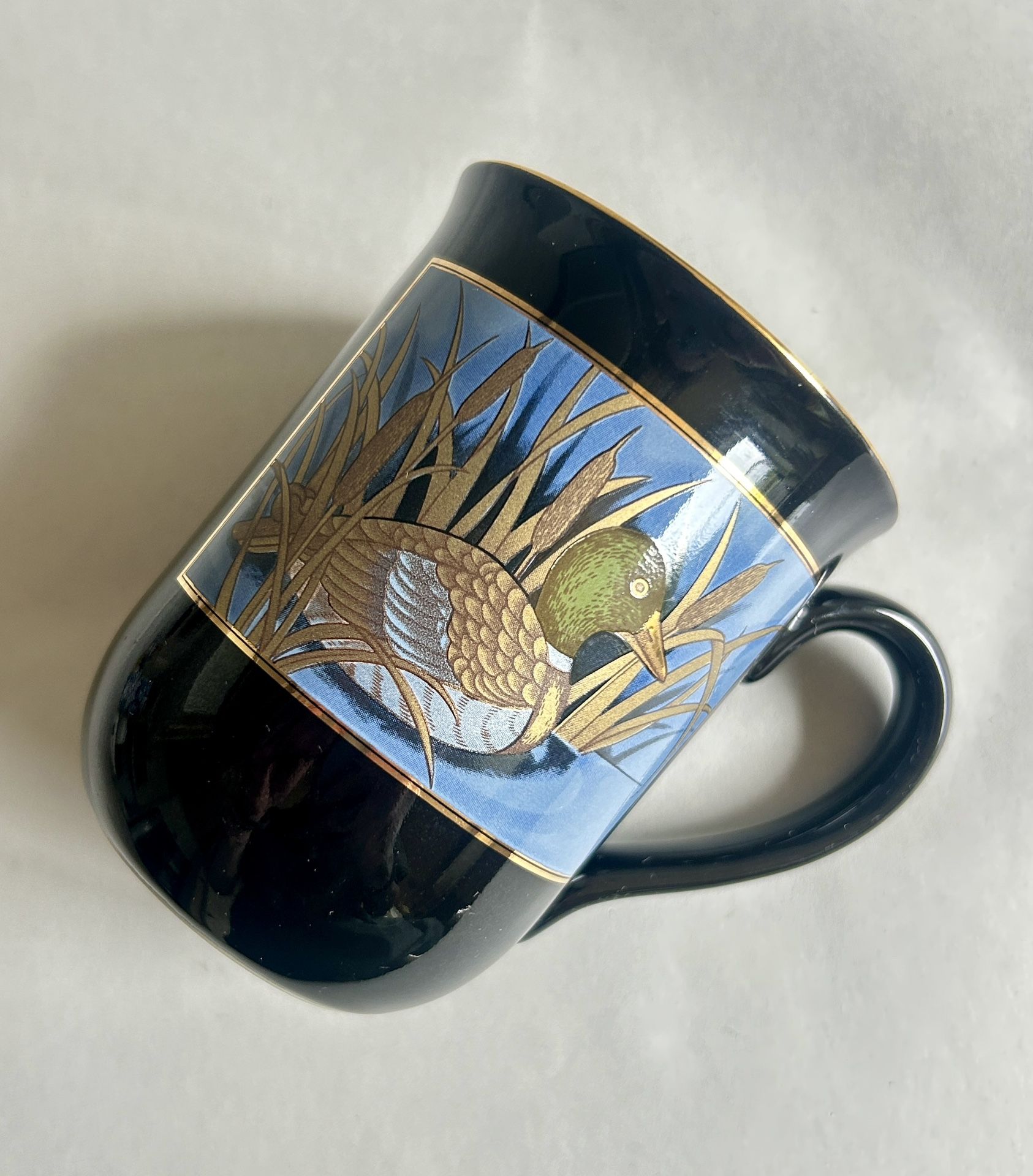 Vintage 10-oz Black Otagiri Duck-Themed Mug