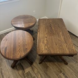 Dark Oak Wood Coffee Table and End Tables