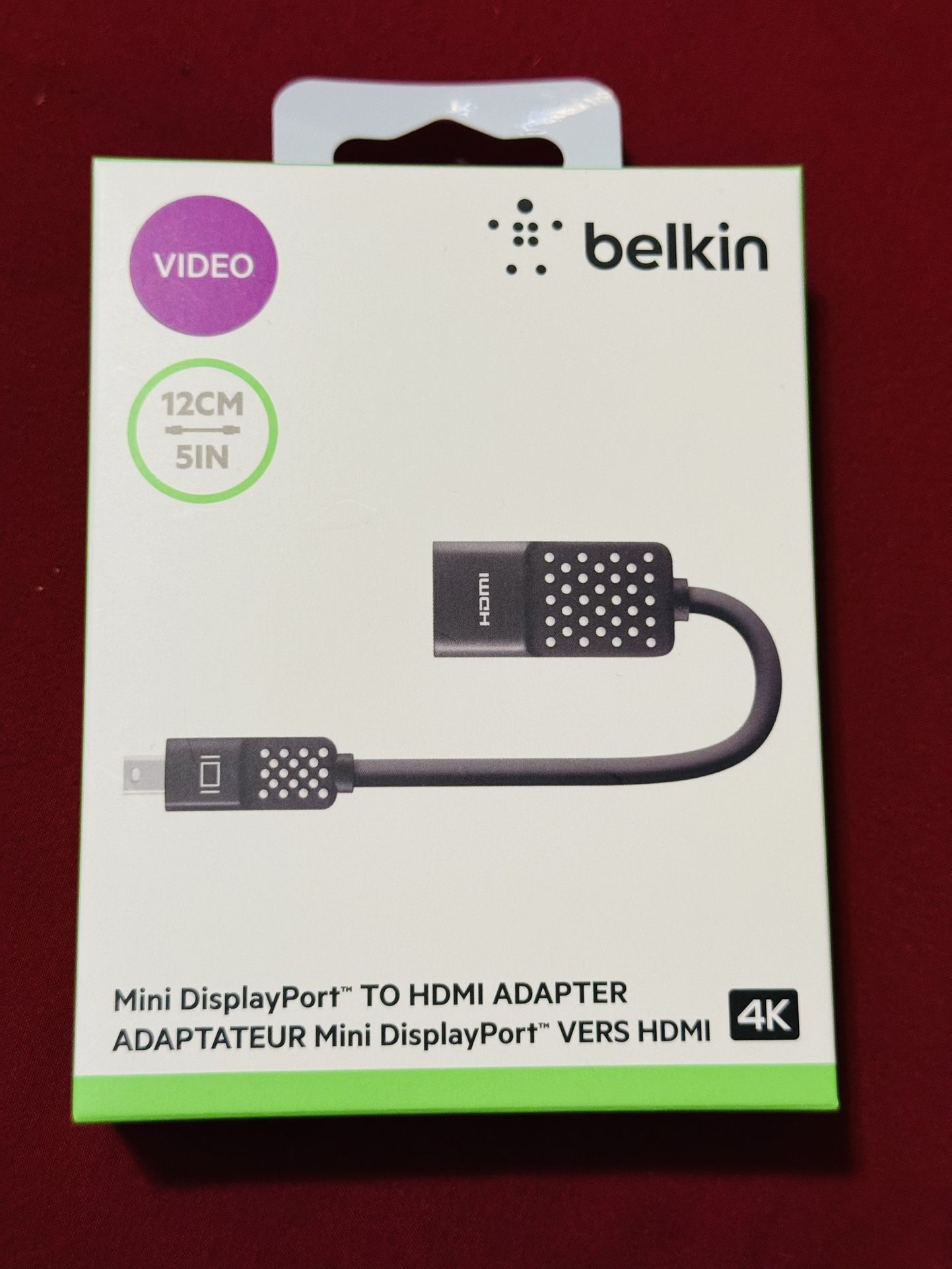 Belkin Mini DisplayPort to HDMI Adapter, 4K New Sealed