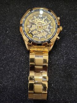 Forsining Gold Watch Stainless Steele Men