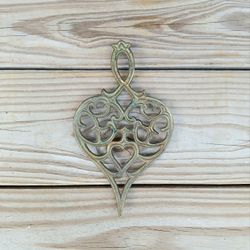 Vintage Brass Heart-Shaped Trivet 