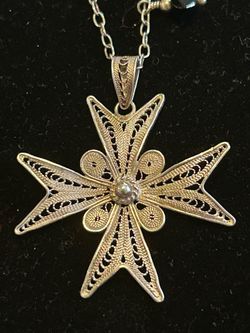 Sterling silver Onyx cross Necklace