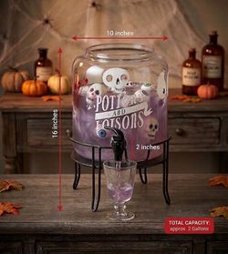 Halloween Potions and Poisons Beverage Dispenser with Stand(MISSING LID)