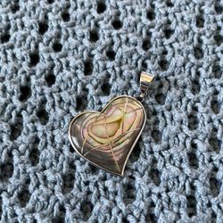 Vintage 925 Sterling Silver Abalone Heart Pendant 🐚