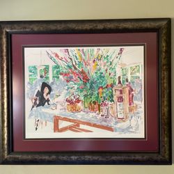 LeRoy Neiman "California Cuisine" Framed Signed Serigraph Art Restaurant Wine LeRoy Neiman